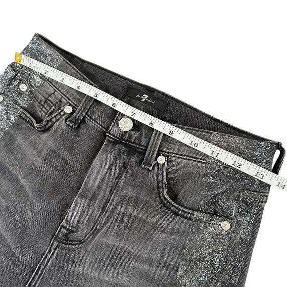 7 For All Mankind High-Waist Ankle Skinny Jeans in Metallic Glitter Tux Size 26 - Picture 4 of 9